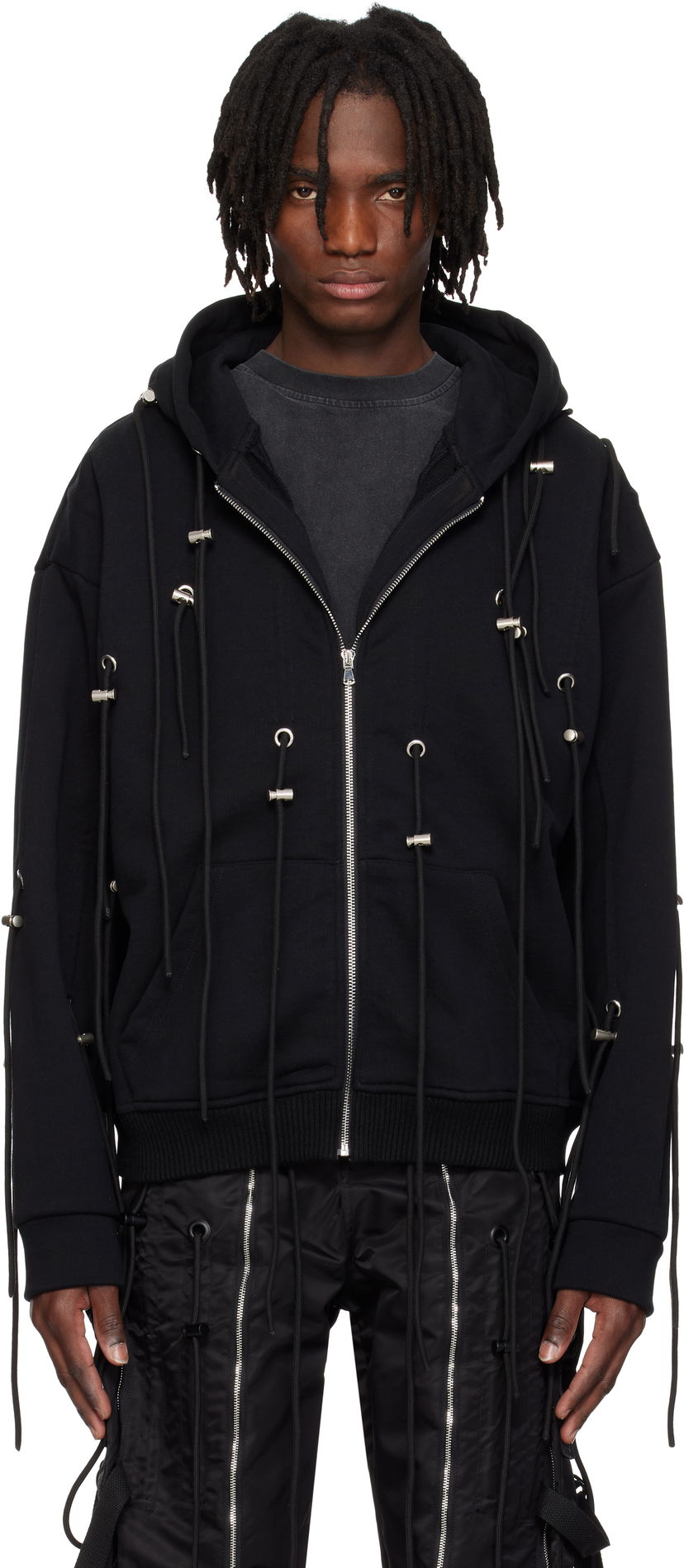 Huppari Who Decides War Who Decides War String Theory Zip-Up Hoodie Musta | 1110520002SS25