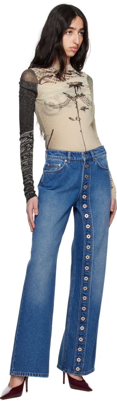 T-paitoja ja toppeja Jean Paul Gaultier Jean Paul Gaultier 'The Tattoo Rose and Bird' Printed Mesh Bodysuit Beige | 25/34-F-BD066-T583-030030, 4