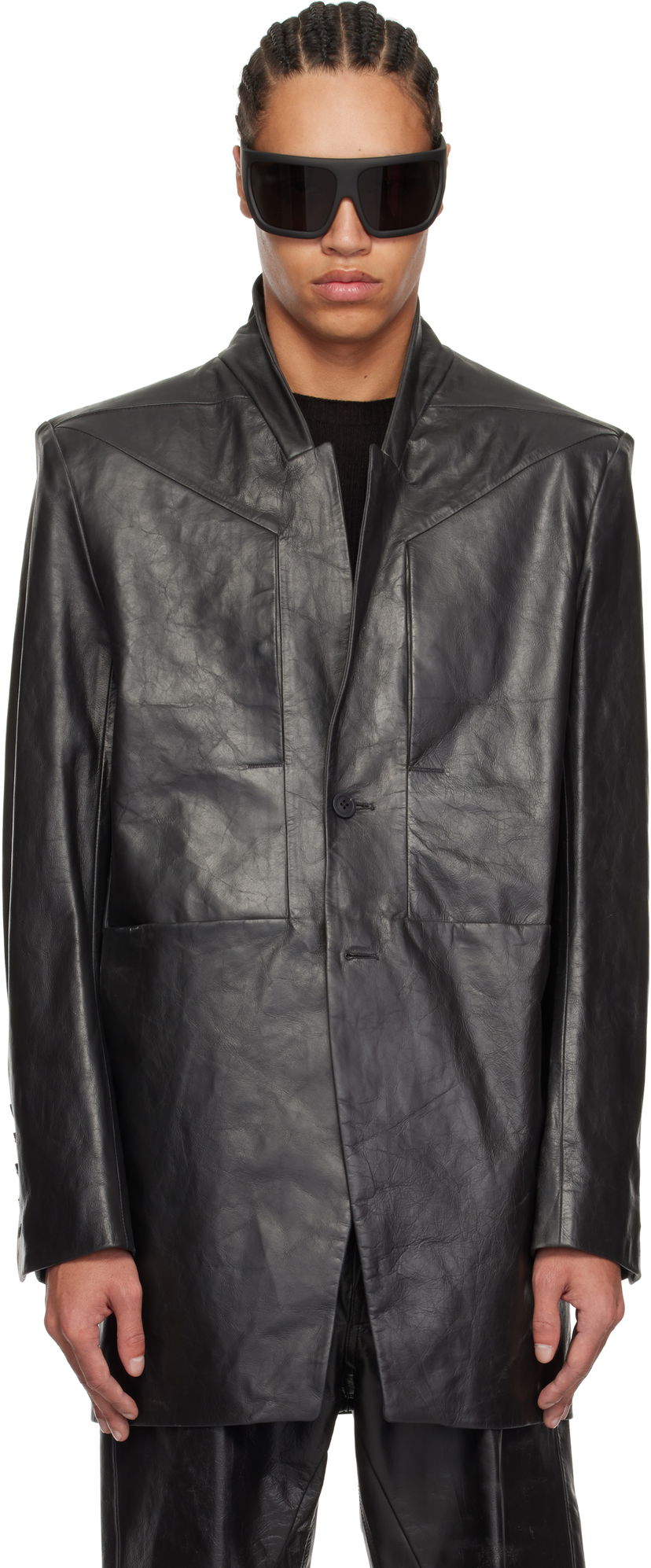 Takki Rick Owens Rick Owens Hollywood Lido Leather Jacket Musta | RU01E5753 LTP