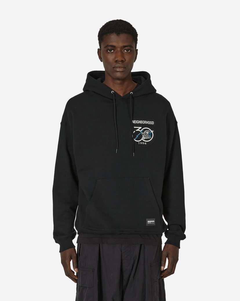 Huppari Neighborhood Patched Hooded Sweatshirt Black Musta | 241UWNH-CSM01S BK