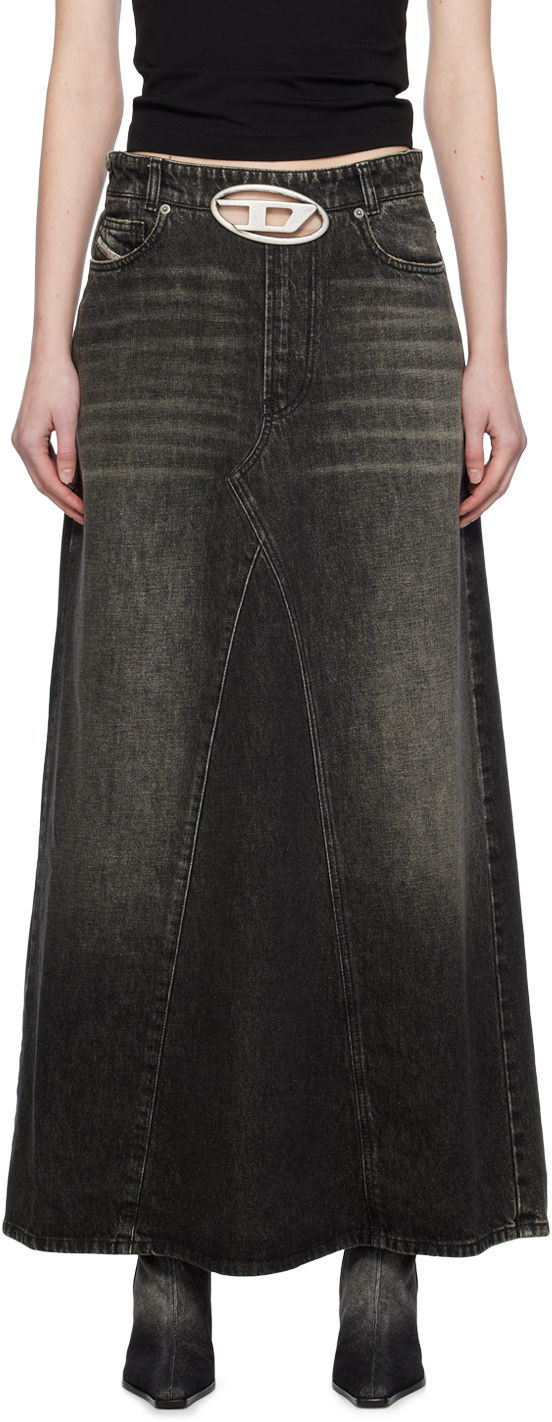 Hame Diesel De-Pago-S3 Denim Maxi Skirt Musta | A13149 0JGAE
