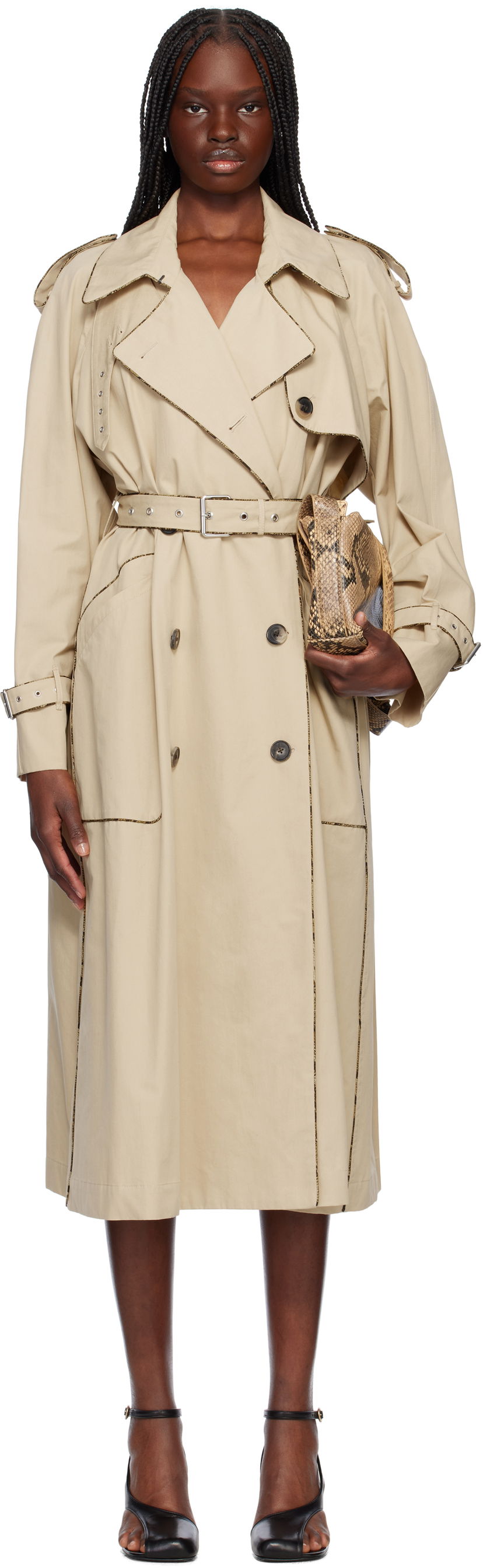 Trenssitakki Dries Van Noten Dries Van Noten Piping Trench Coat Beige | 251-010216-1449