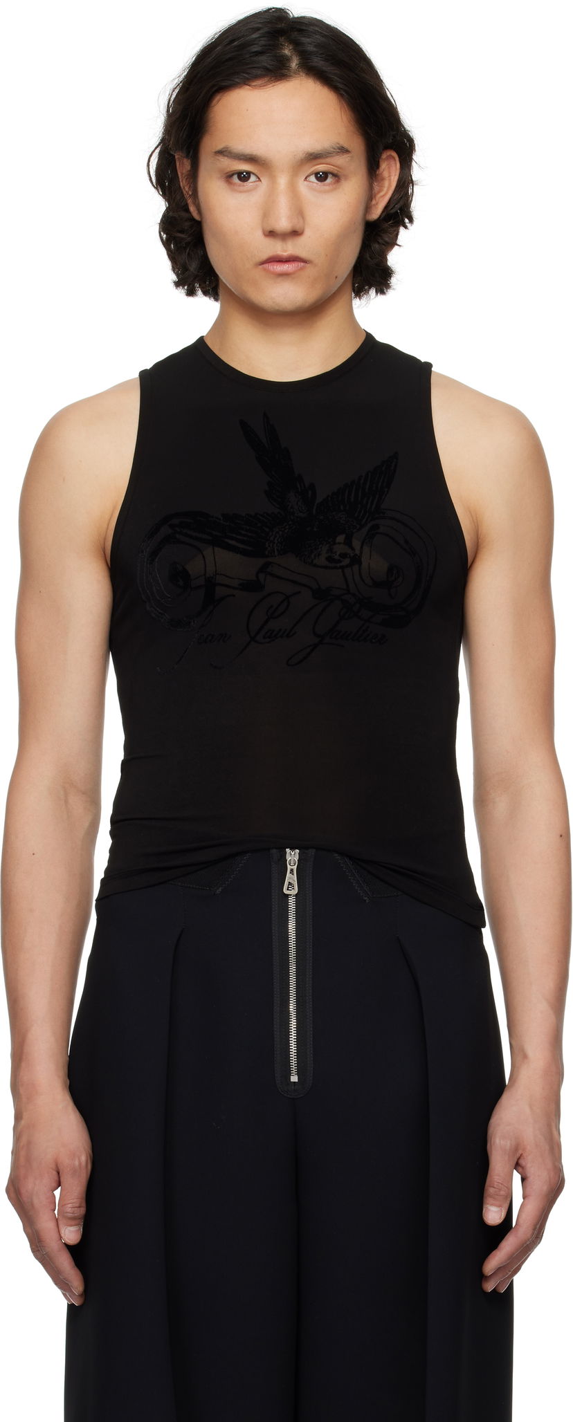 Tankkitoppi Jean Paul Gaultier Jean Paul Gaultier Flock Tattoo Tank Top Musta | 25/34-F-DB055I-J082-00