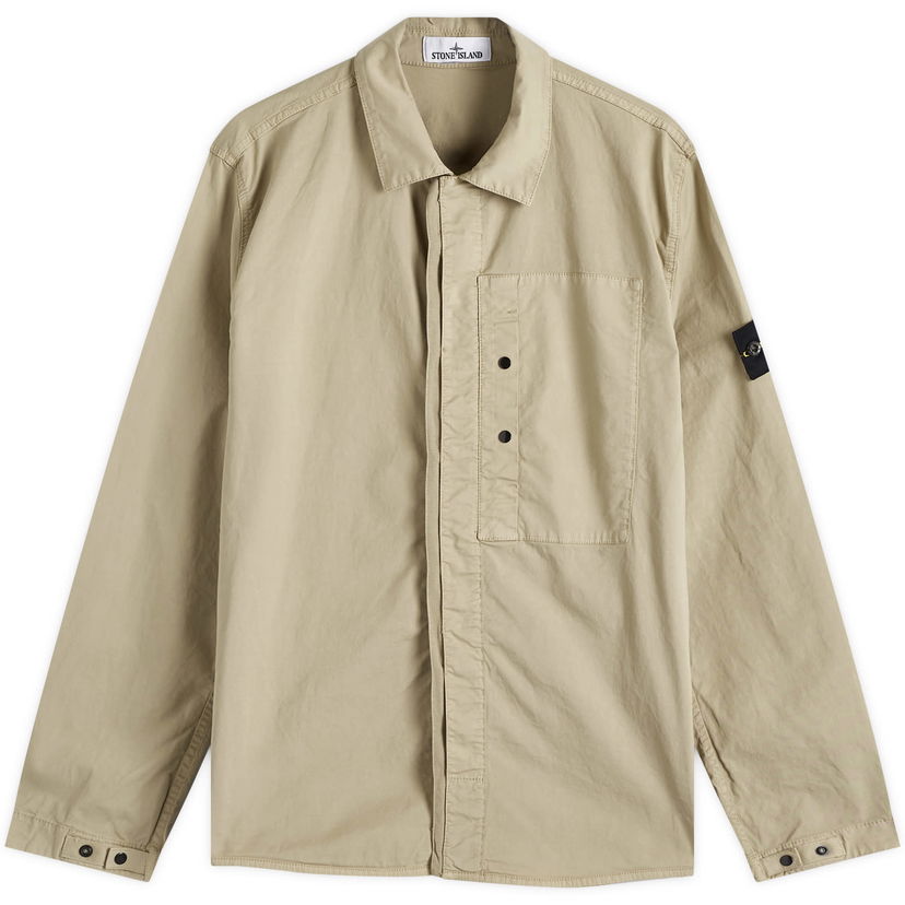 Paita Stone Island Stone Island Supima Cotton Twill Stretch-TC Button Shirt Jacket Beige | K1S151200033-V009A