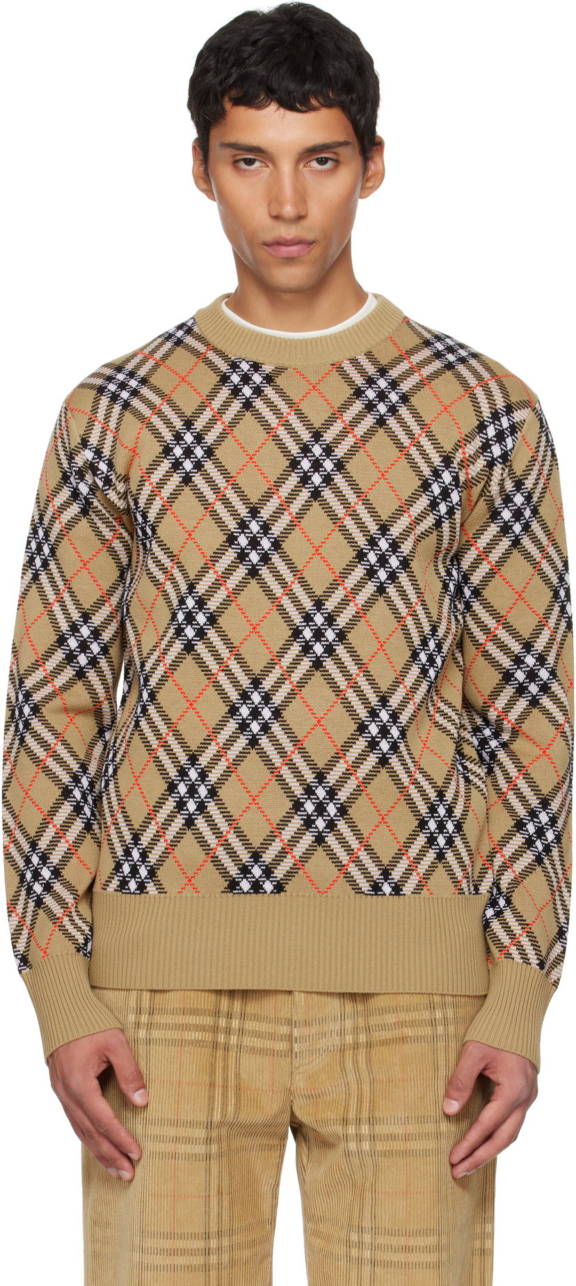 Villapaita Burberry Burberry Check Snowdon Sweater Beige | 8110189