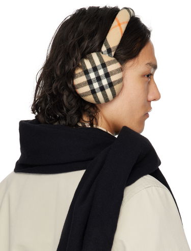 Huivi Burberry Burberry Check Wool Earmuffs Beige | 8105109, 4