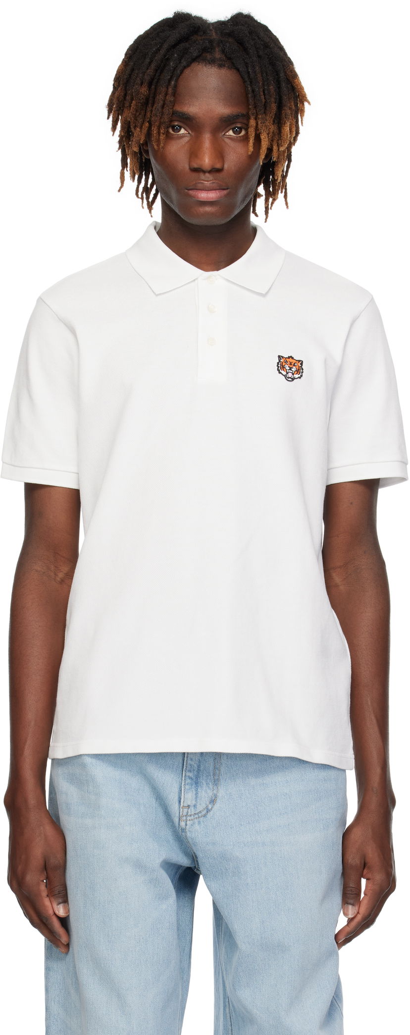 Poolopaita KENZO Kenzo Paris 'Happy Tiger' Slim Polo Valkoinen | FF55PO5434PU