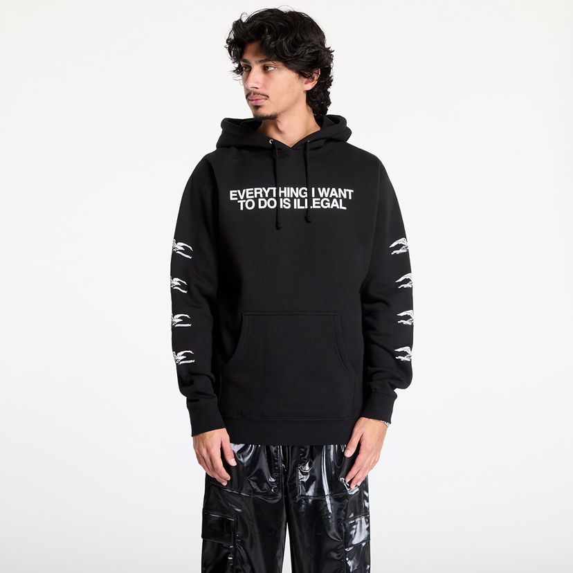 Huppari Pleasures Illegal Print Hoodie Musta | P24W039 BLACK