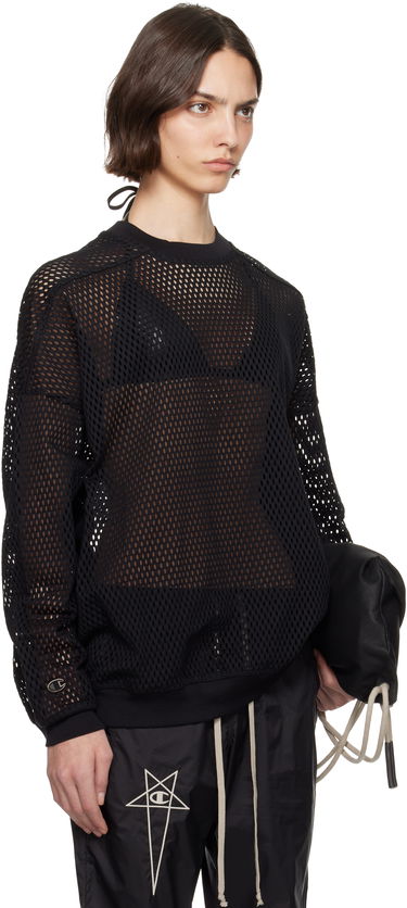 Villapaita Rick Owens Rick Owens Champion Edition Jumbo Mesh Sweatshirt Musta | CW01E1670 CHONET, 1