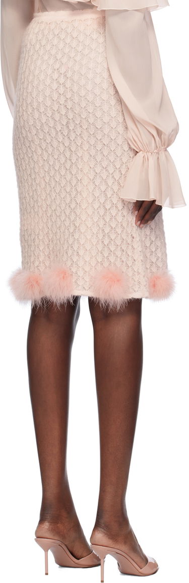 Hame Blumarine Feather Appliqué Midi Skirt Vaaleanpunainen | A444G034A, 2