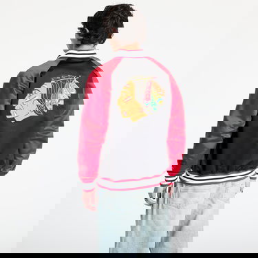 Bomber-takki Mitchell & Ness Mitchell & Ness NHL Blackhawks Double Clutch Satin Jacket Punainen | JK9196-CBHBKSC, 4