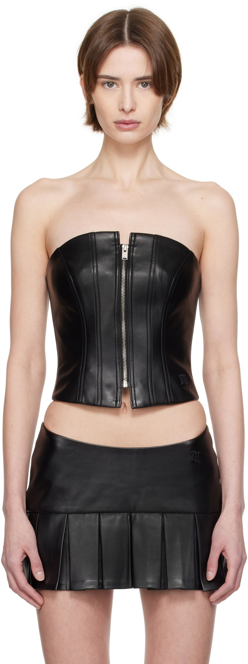 Tankkitoppi MISBHV MISBHV Faux-Leather Zip Top Musta | 250W142