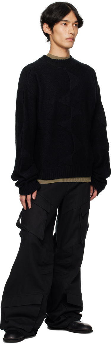 Villapaita HELIOT EMIL HELIOT EMIL Cropped Spiral Knit Sweater Musta | PREAW25_M_07_063_BLK01_CO, 3
