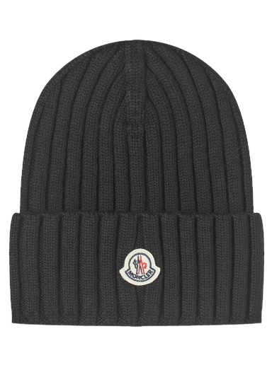 Hattu Moncler Logo Beanie Hat Black Musta | 3B000-36-A9327-999