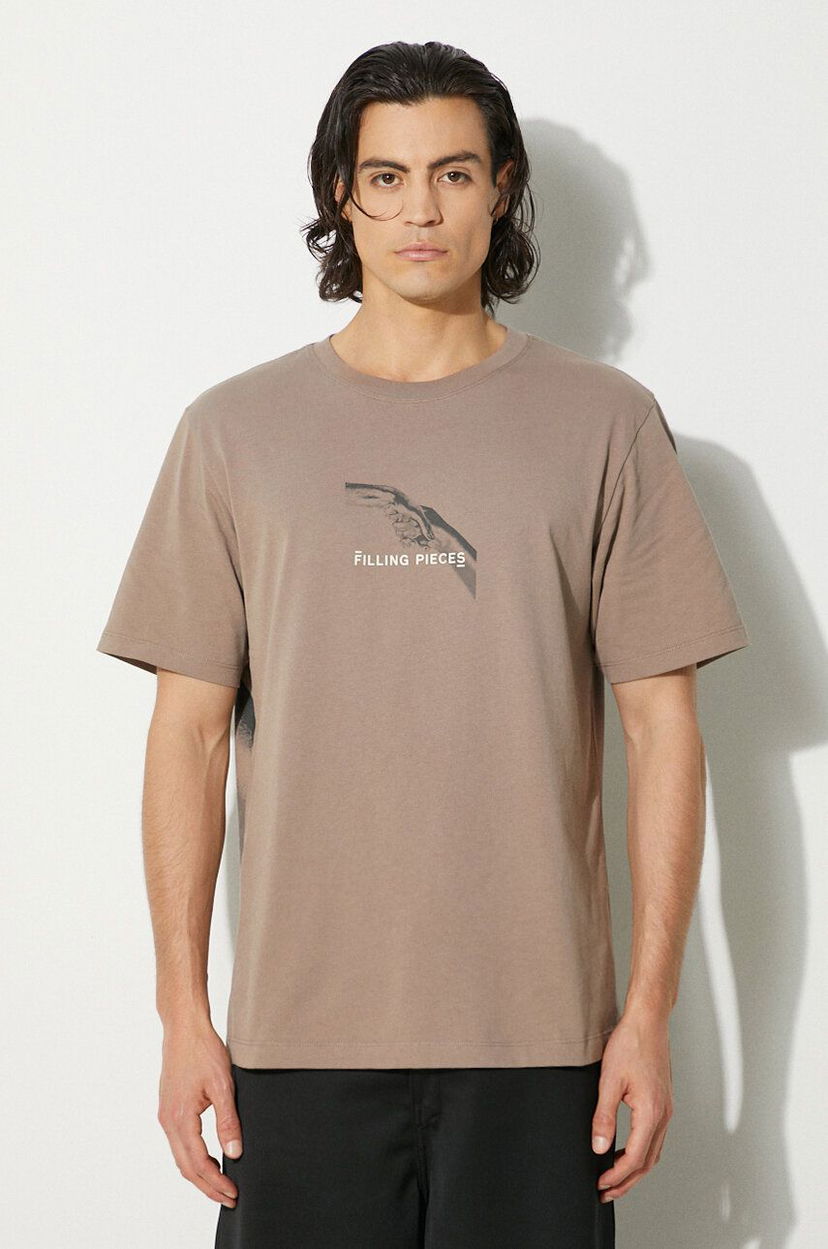 T-paita Filling Pieces Handshake T-Shirt With Print Beige | 74413631407