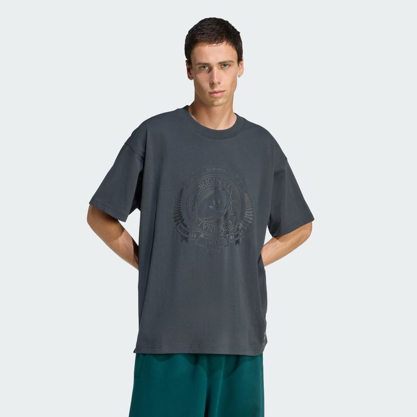 T-paita adidas Performance ORIGINALS and ALL BLACKS Loose Graphic Short Sleeve T-Shirt Harmaa | KG4650