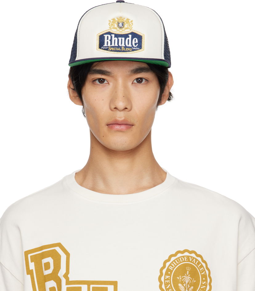 Korkki Rhude Rhude Embroidered 'Special Blend' Trucker Cap Valkoinen | RHPF25HA01742