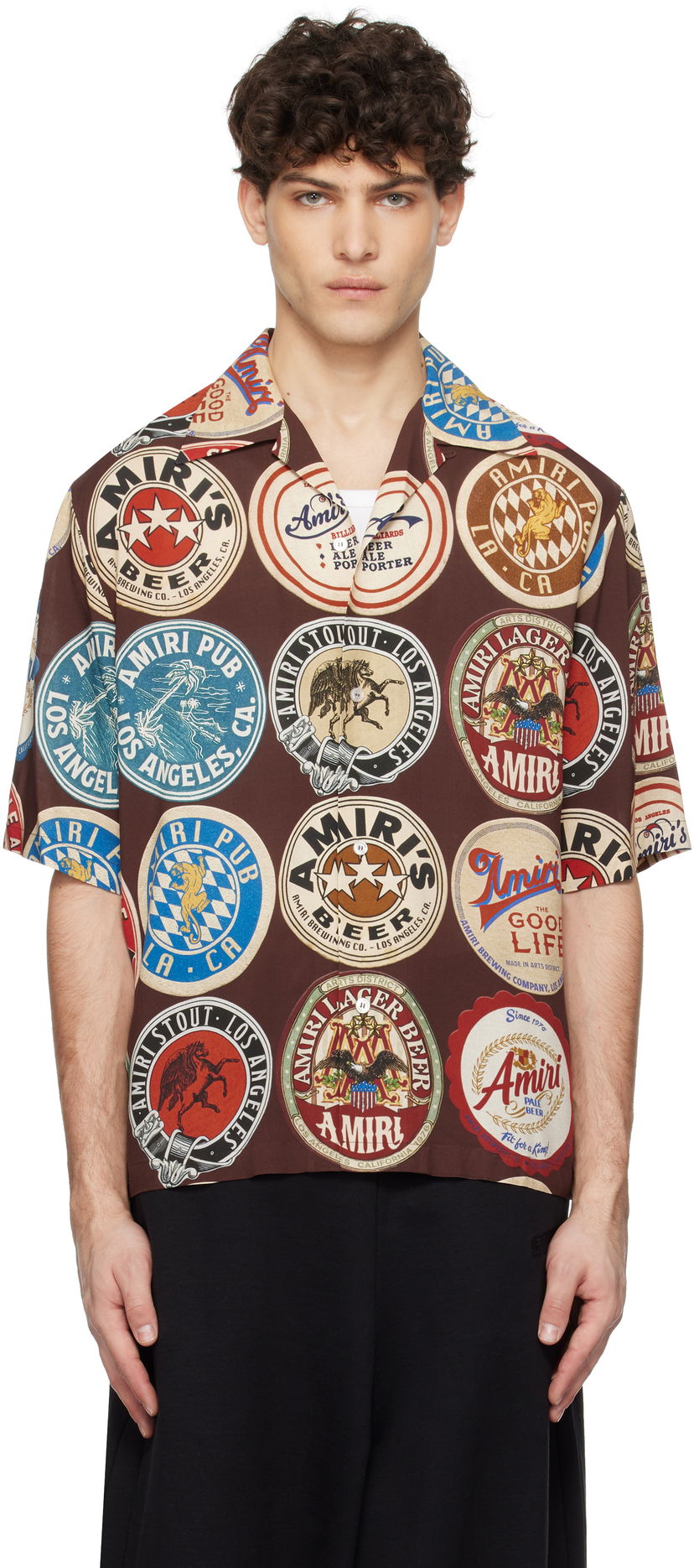 Paita AMIRI Amiri Coasters Bowling Shirt Ruskea | AMSTCA1086