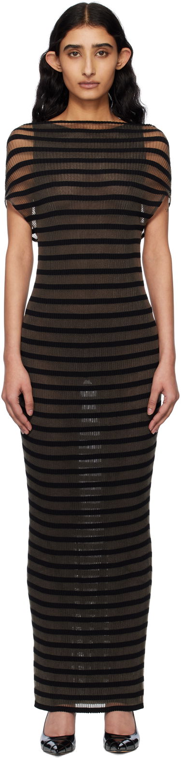 Mekko Jean Paul Gaultier Jean Paul Gaultier 'The Marinière' Striped Maxi Dress Ruskea | 25/34-F-RO400-M088-00, 0