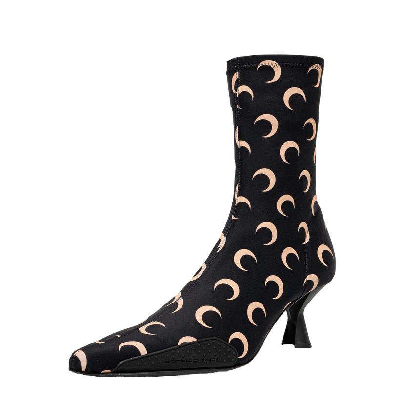 Tennarit ja kengät Marine Serre Recycled Moon Jersey Ms Still Heeled Ankle Boots Musta | WFW041A.CJER0053