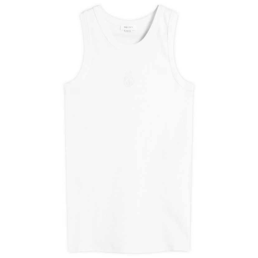Tankkitoppi Alexander McQueen Alexander McQueen Men's Upside Down Logo Vest, Size Large Valkoinen | 815098-QXAA9-9000