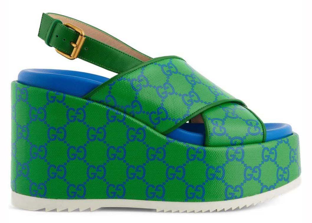 Tennarit ja kengät Gucci GG Supreme Platform Sandals Green Blue W Vihreä | 734908 FABK1 8650, 0