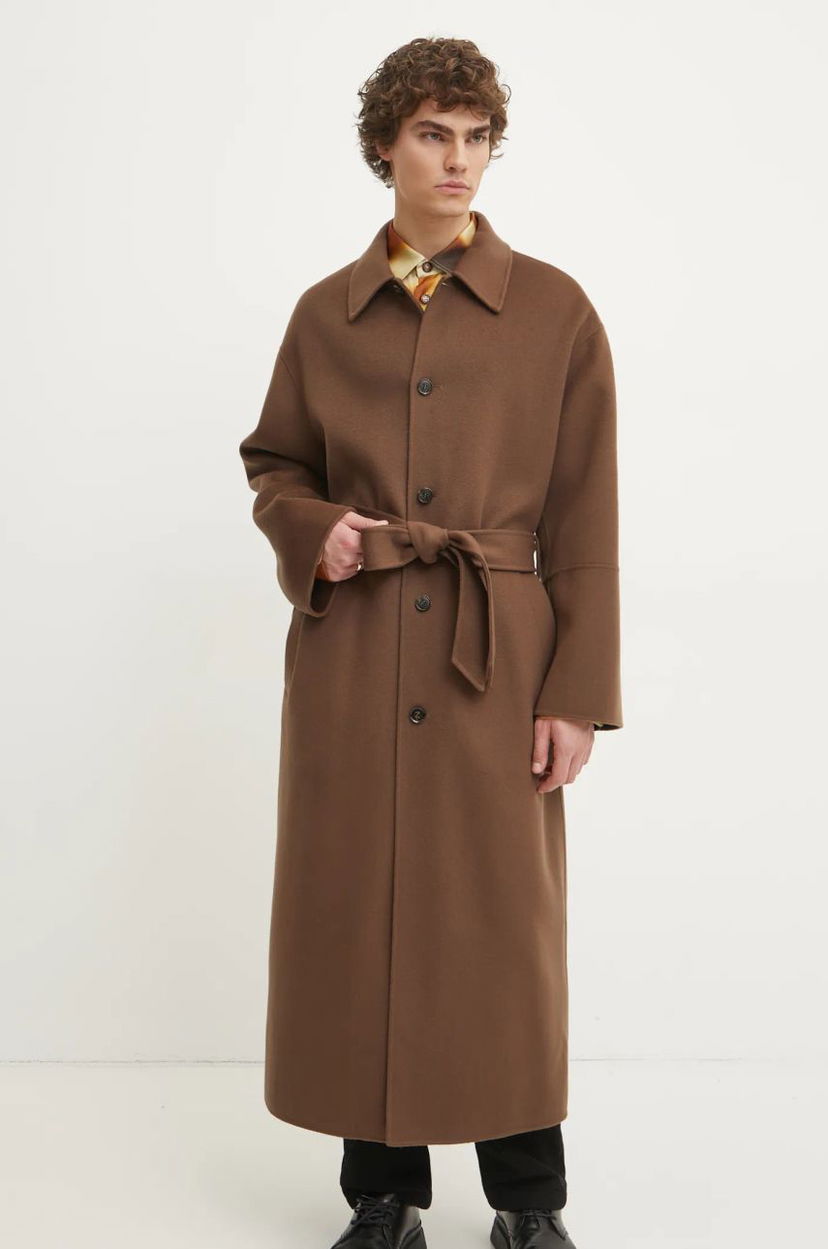 Takit Nanushka Wool Overcoat with Belted Waist Ruskea | NM24FWJK02678
