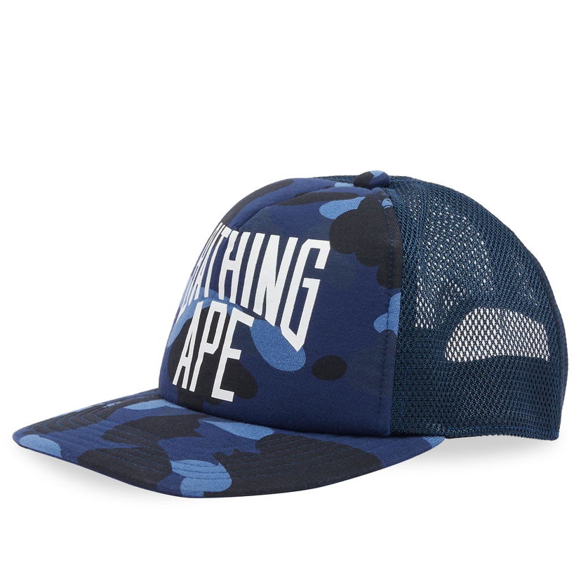 Korkki BAPE A Bathing Ape Colour Camo NYC Logo Mesh Cap Tummansininen | 001CPK301005M-NVY