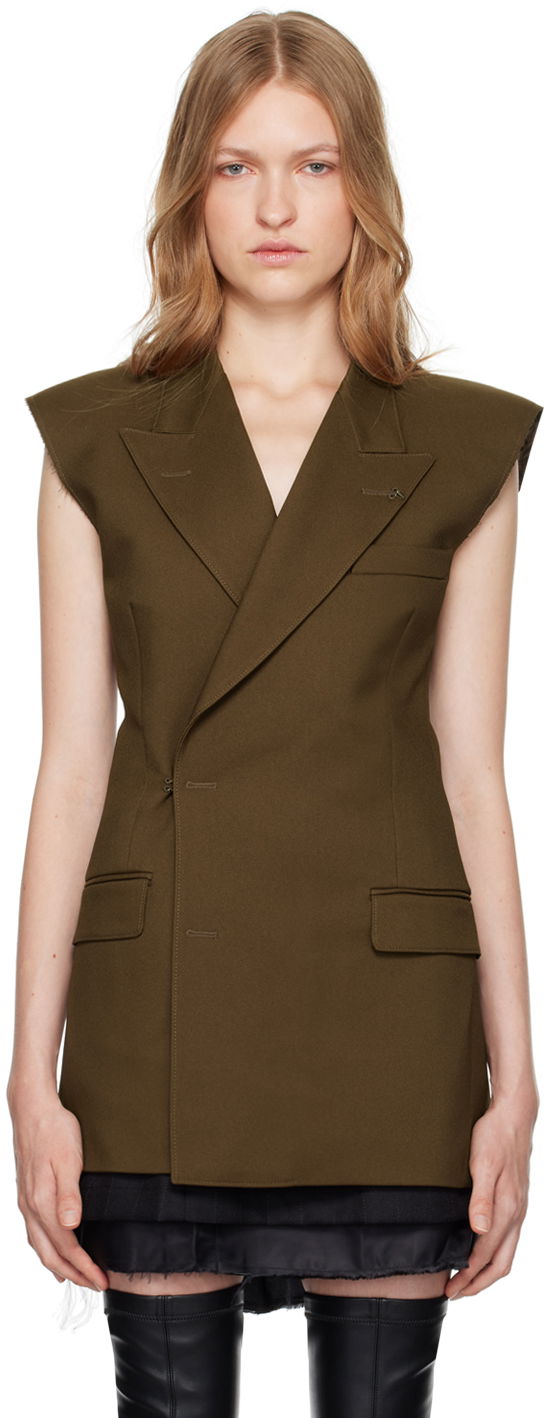 Takki Maison Margiela Double-Breasted Twill Vest Vihreä | S62FB0067 M35222