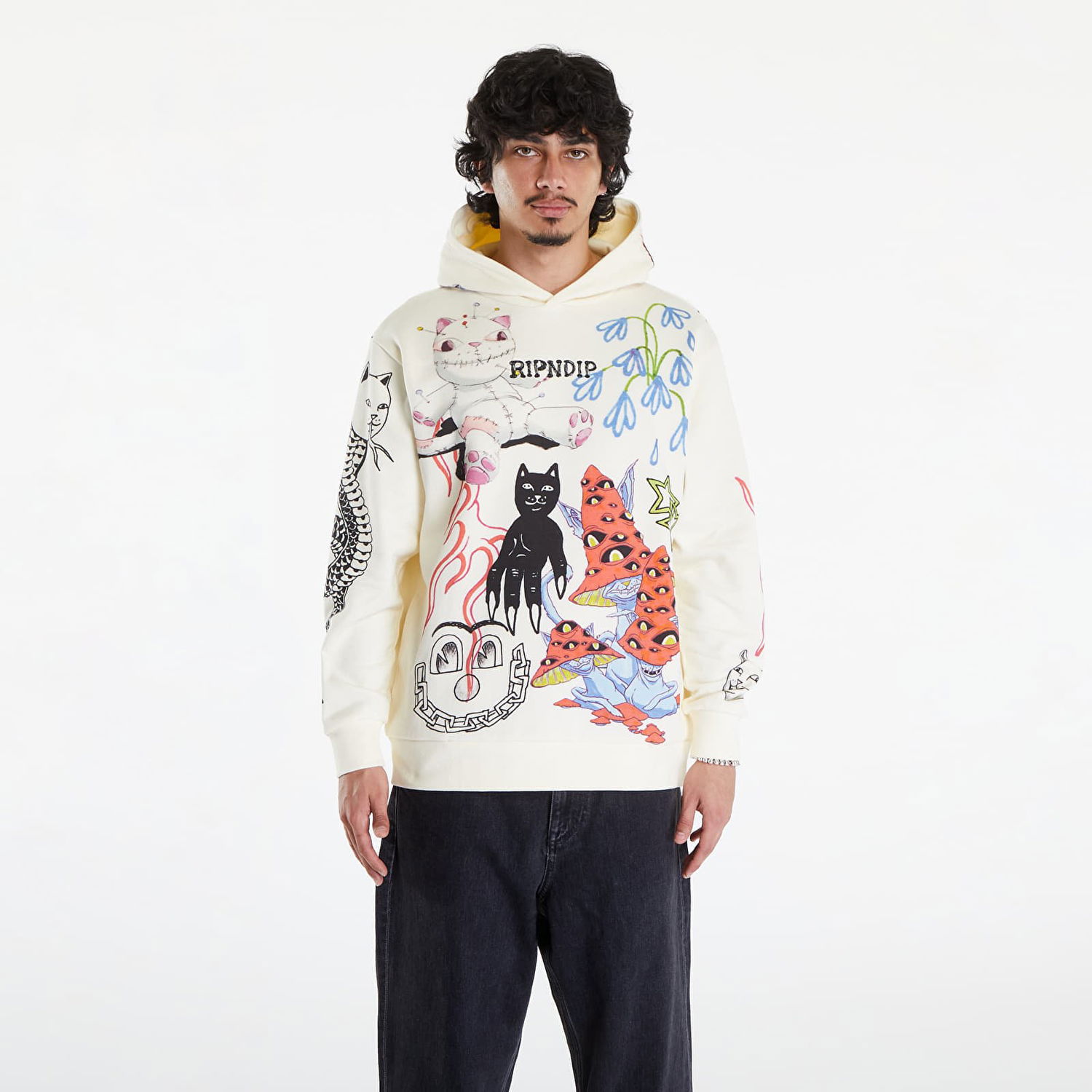 Huppari RIPNDIP Travis Hoodie Off White Valkoinen | RNDSPR24113, 0