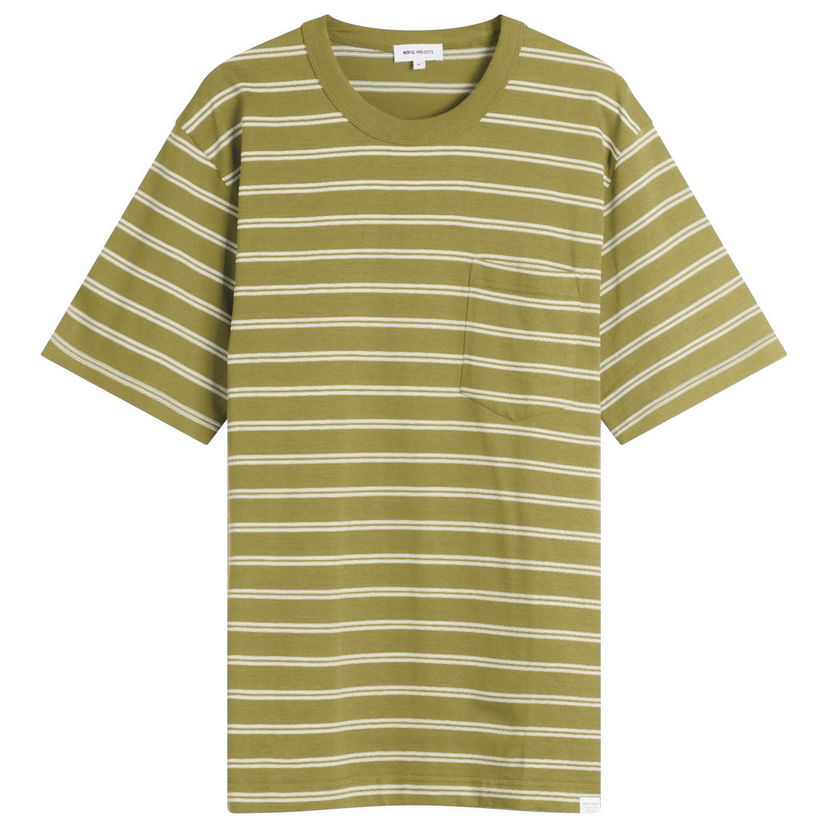 T-paita NORSE PROJECTS Holger Sailor Stripe Pocket T-Shirt, Size Large Vihreä | N01-0669-8037