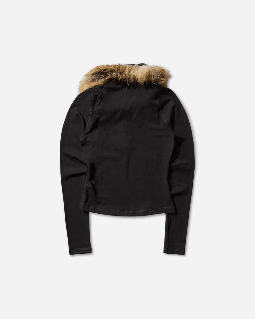Paita Ottolinger Furry Fitted Longsleeve Polo Musta | 11510471501 BLK