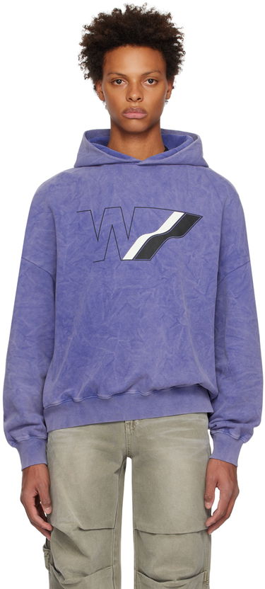 Huppari We11done Wave Line Graphic Print Hoodie Violetti | WD-TH3-22-708-U-NV, 0