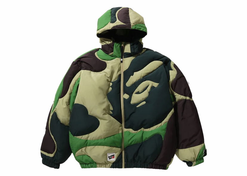 Takki BAPE BAPE Mega ABC Camo Detachable Hoodie Puffer Down Jacket Green Vihreä | 1J80-144-052