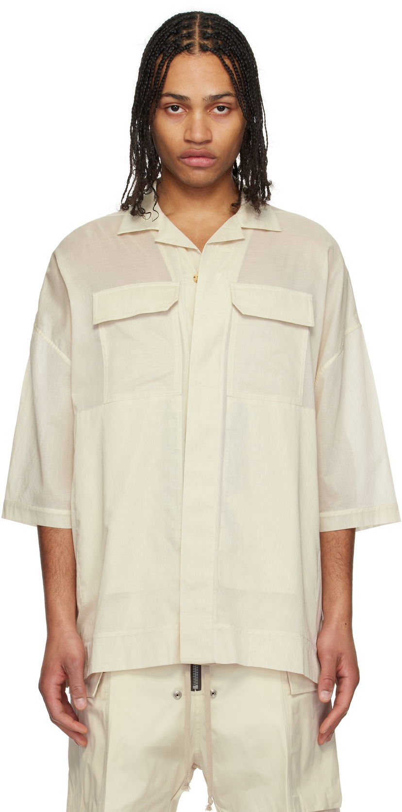 Paita Rick Owens Rick Owens Hollywood Magnum Tommy Shirt Beige | RU01E5298 CV
