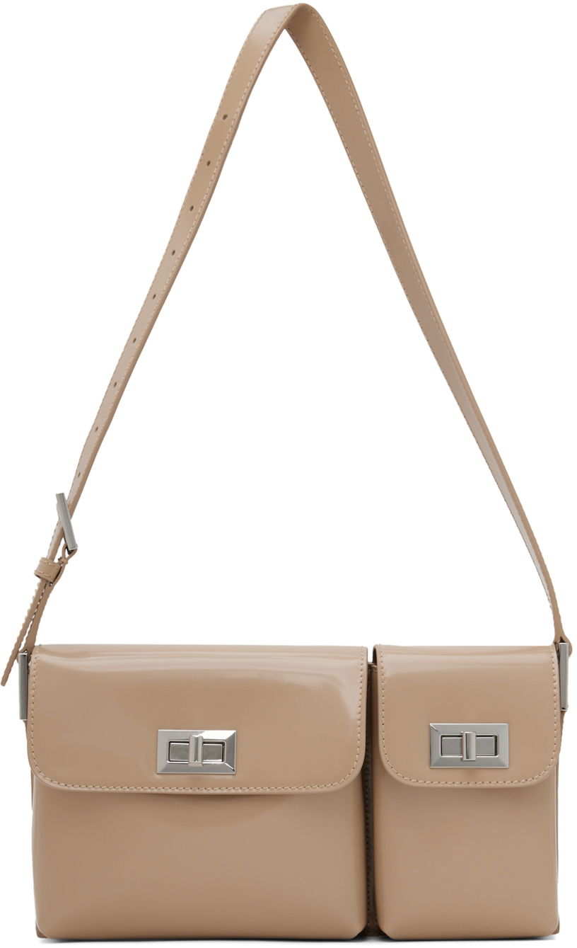 Olkalaukku BY FAR Double Pocket Shoulder Bag Beige | 23PFBLYSTPWMED