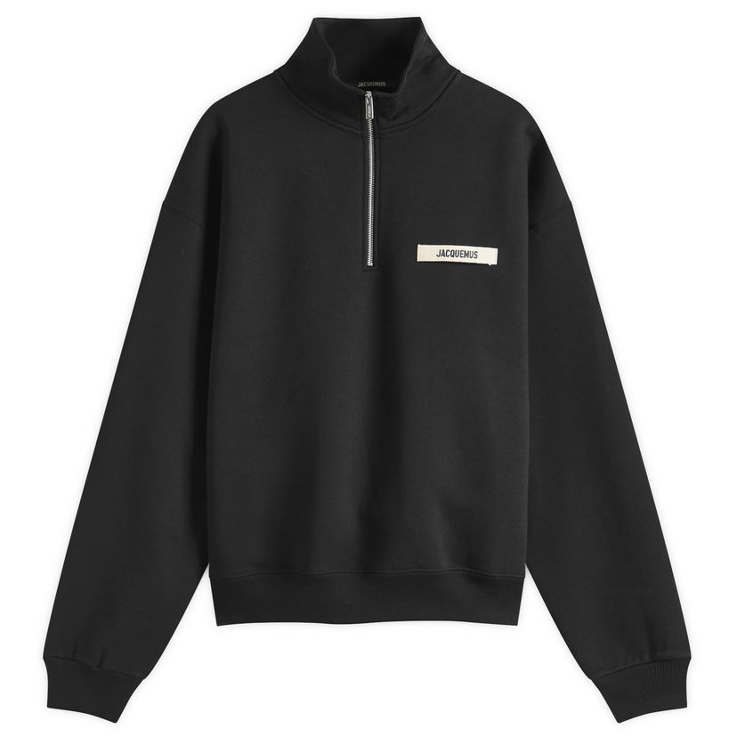 Huppari Jacquemus Jacquemus Grosgrain Zip Sweatshirt, Size Large Musta | 25ESSM00313AJ00174-990