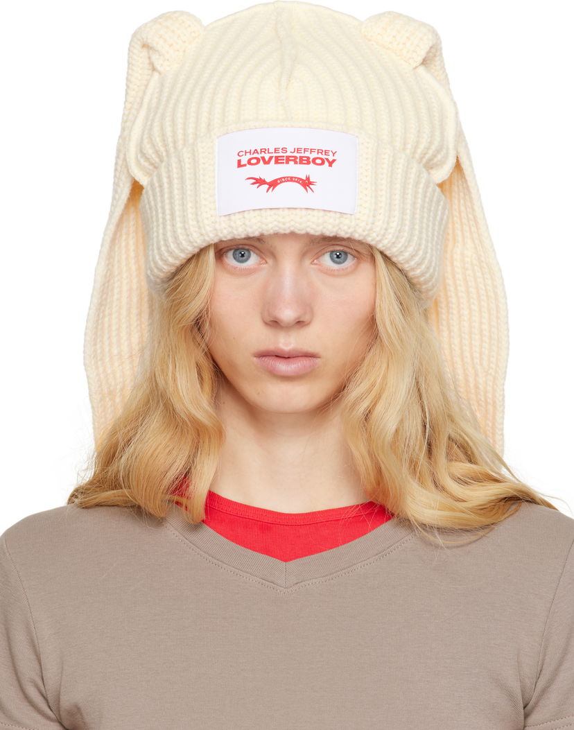 Pipo Charles Jeffrey Loverboy Charles Jeffrey LOVERBOY Chunky Knit Ears Beanie Valkoinen | 54130302