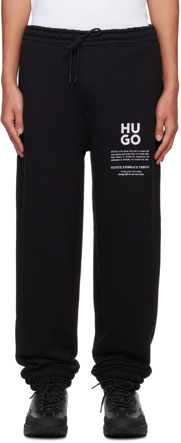 Verryttelyhousut BOSS Hugo Black Logo-Bonded Sweatpants Musta | 50521273