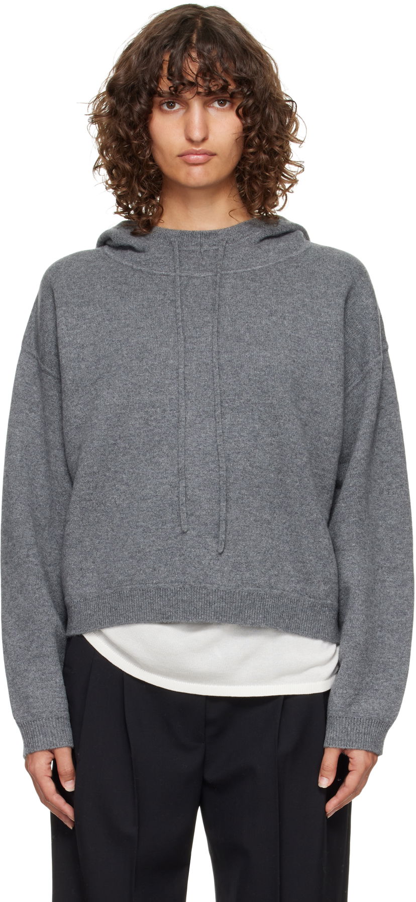 Huppari Loulou de Saison Loulou de Saison Sarla Cashmere Cropped Hoodie Harmaa | SARLA LDS