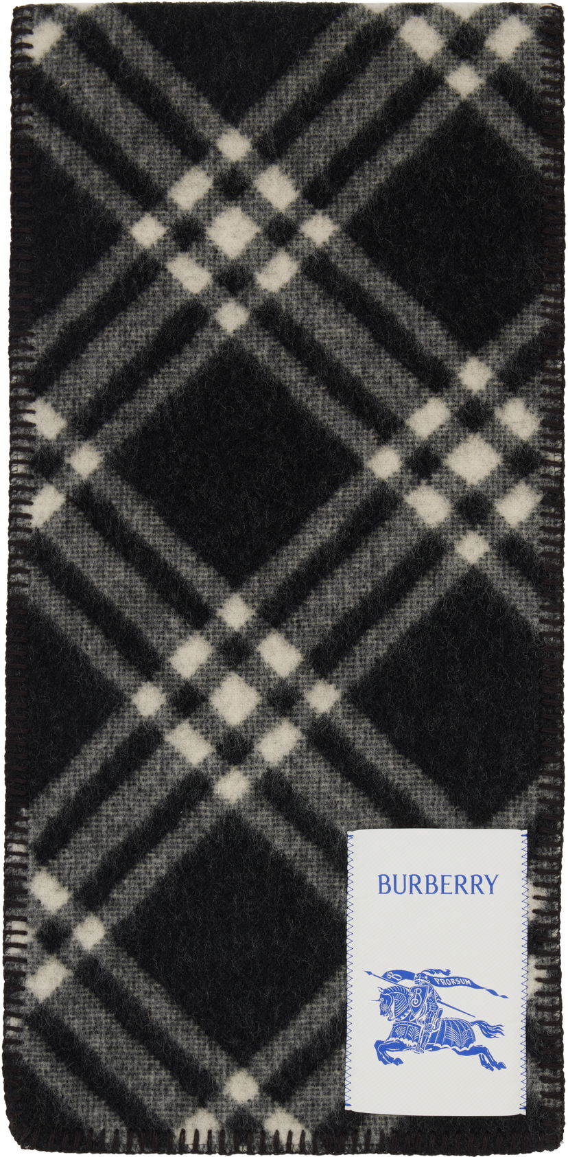 Huivi Burberry Burberry Tri Bar Check Wool Scarf Musta | 8114301