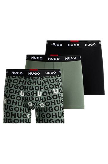 Nyrkkeilijät BOSS HUGO Men's 3-Pack Stretch Cotton Boxer Briefs with Logo Waistband Monivärinen | 50532559