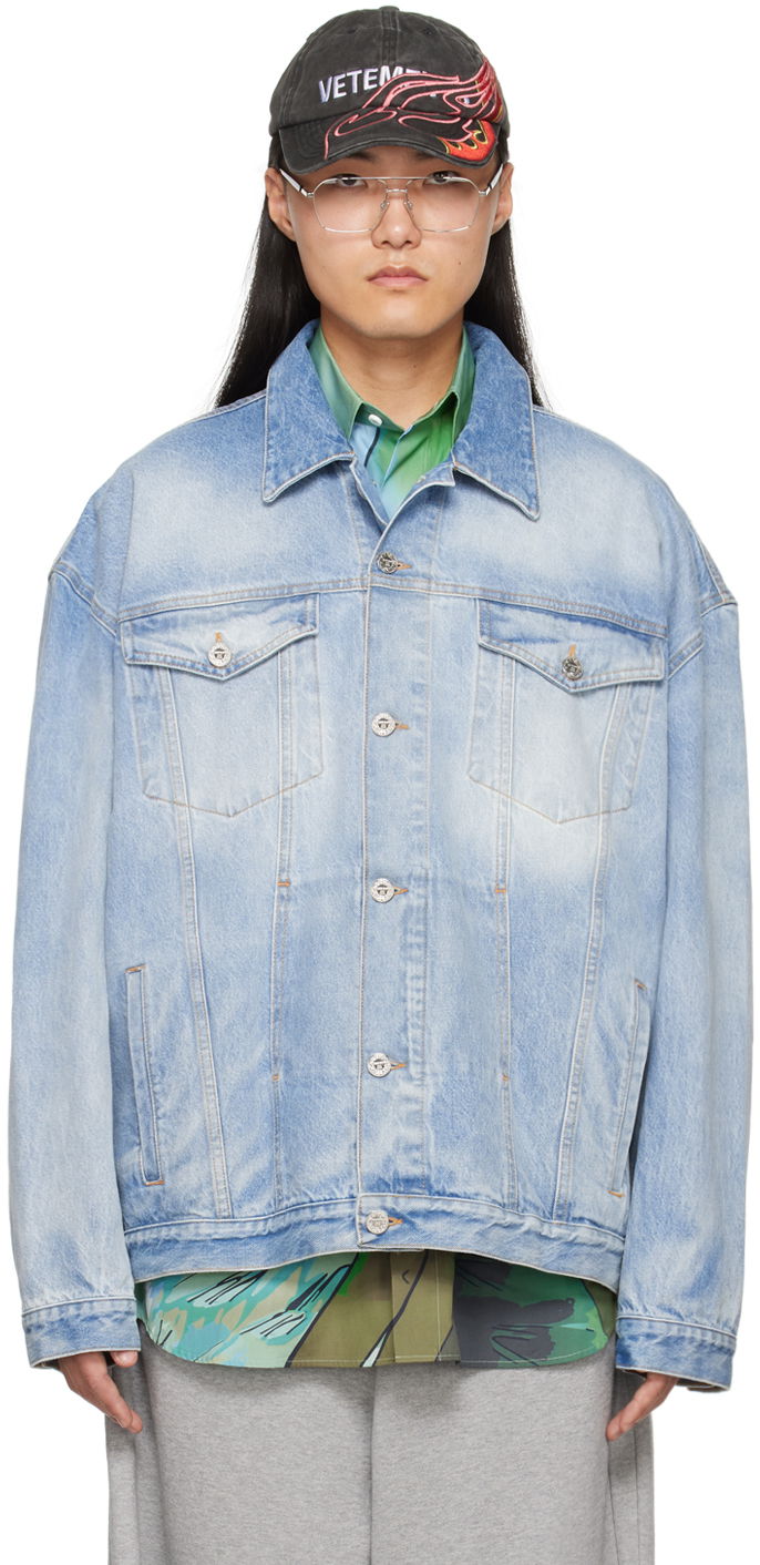 Takki VETEMENTS Embossed Denim Jacket Sininen | UE64JA390N