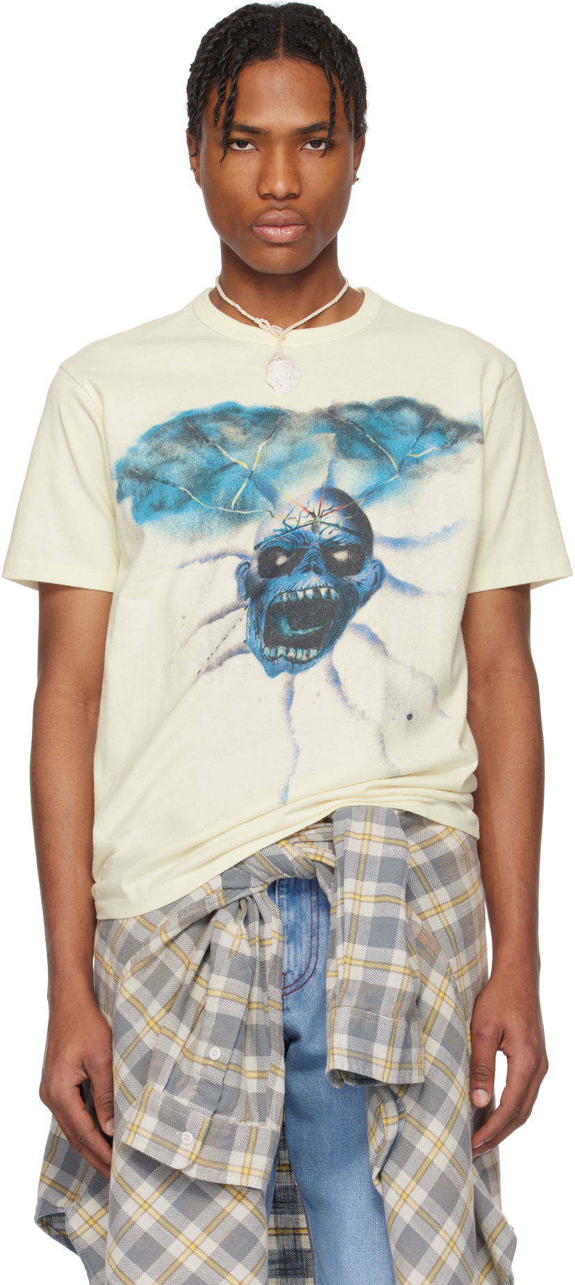 T-paita ERL ERL Skull Graphic T-Shirt Beige | ERL10T011