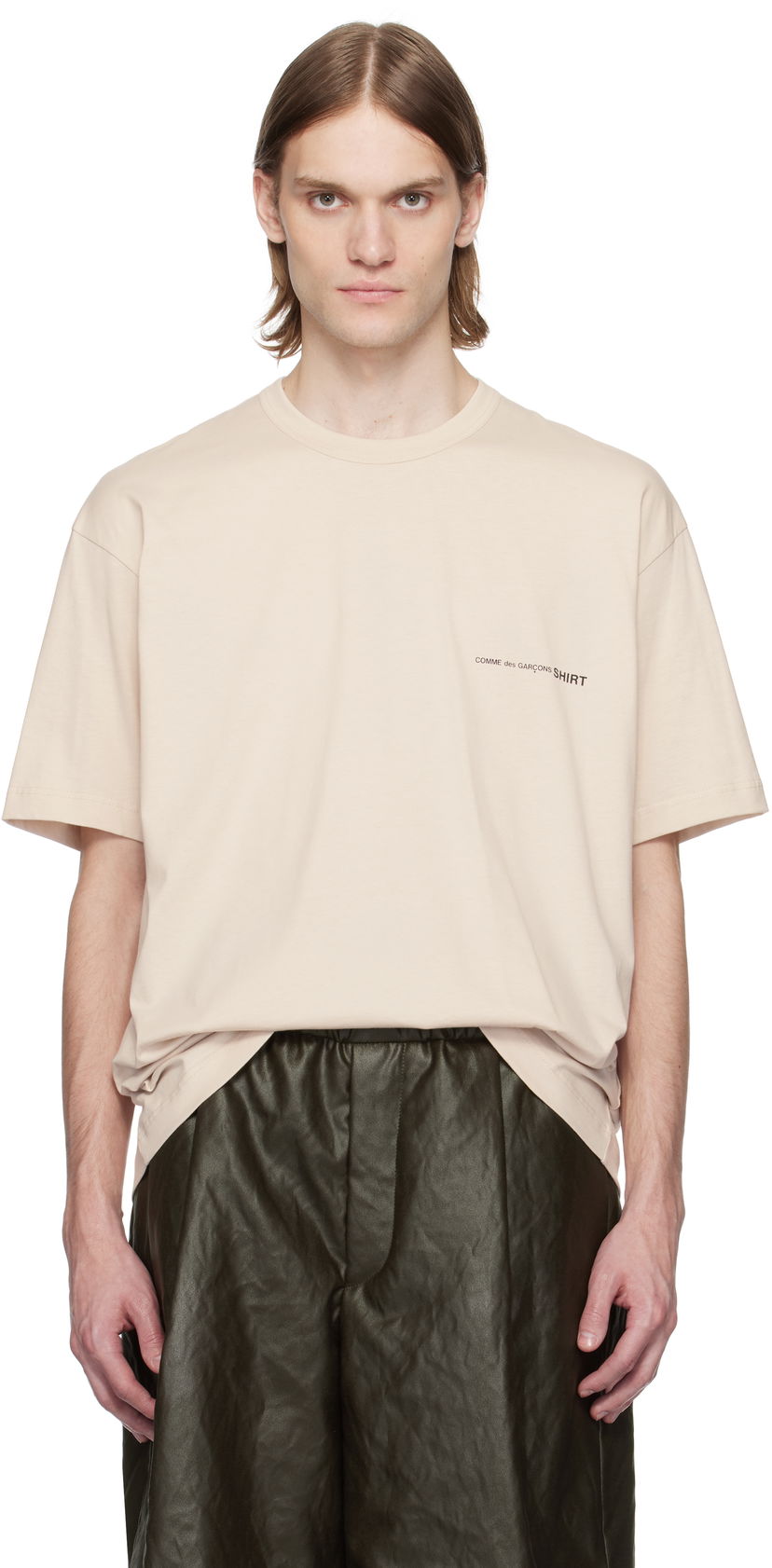 T-paita Comme des Garçons Comme des Garçons Shirt Oversized T-Shirt Beige | FO-T023-051