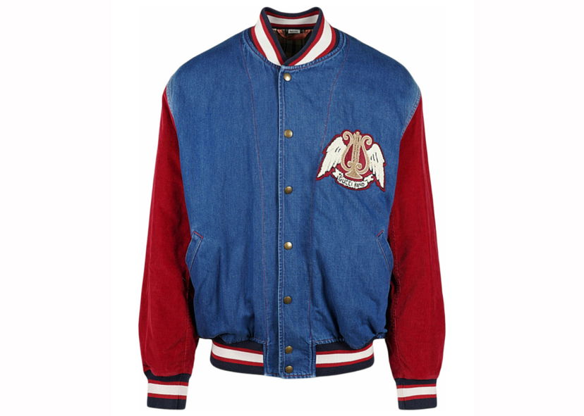Bomber-takki Gucci Denim Bomber Jacket Red/Blue Sininen | 569748-XDAMF-4034