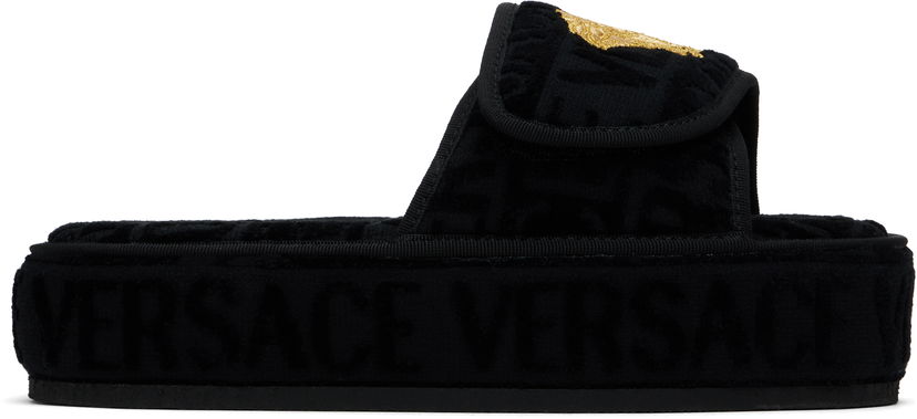 Vaatteet Versace Versace 'Versace' Allover Slippers Musta | ZSL000003_ZCOSP052