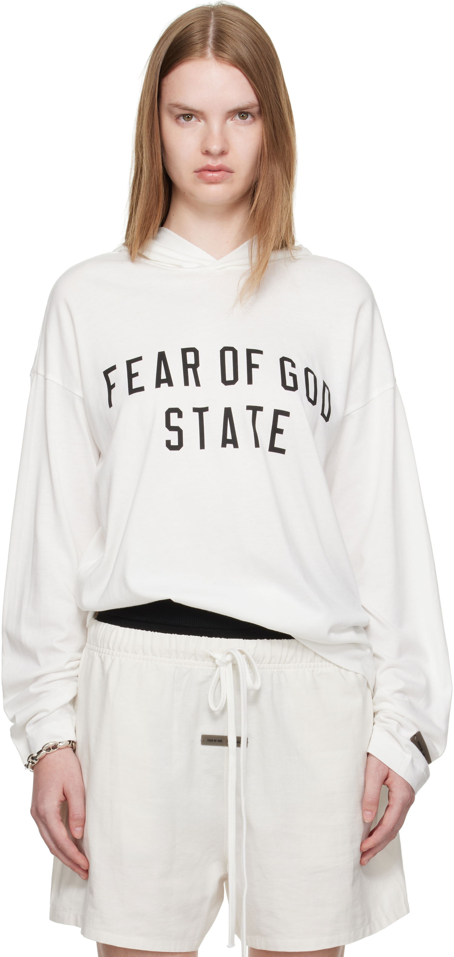 Huppari Fear of God Fear of God ESSENTIALS Long Sleeve Hoodie Valkoinen | 125SP257174FW, 0