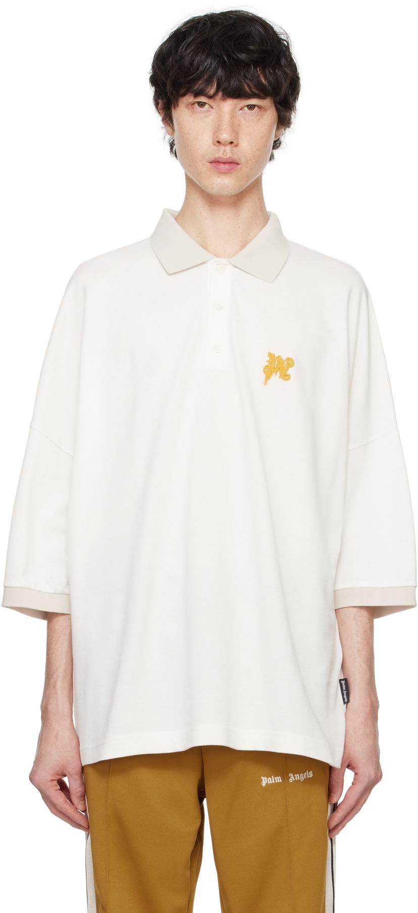 Poolopaita Palm Angels Angel Pencil Polo Shirt Valkoinen | PMGB026F24FAB0030322