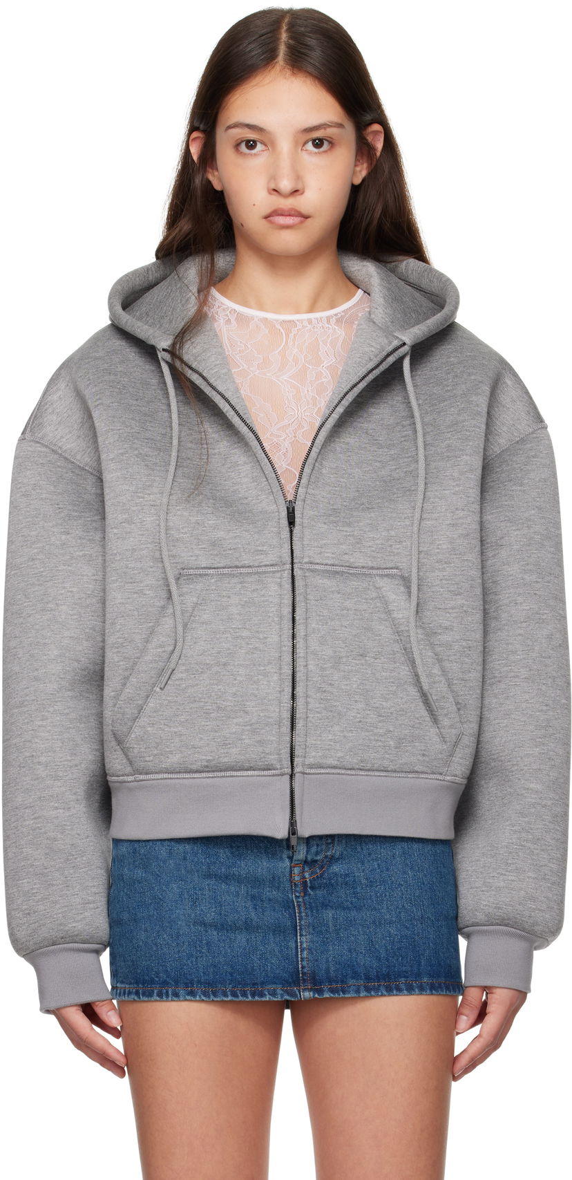 Huppari WARDROBE.NYC WARDROBE.NYC Bonded Zip-Up Hoodie Harmaa | W1093F24BJ